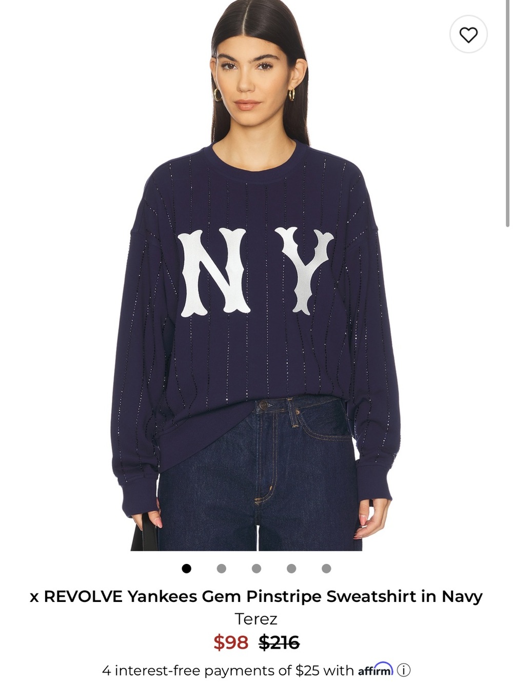 MLB Navy Crewneck Sweatshirt with White NY Logo